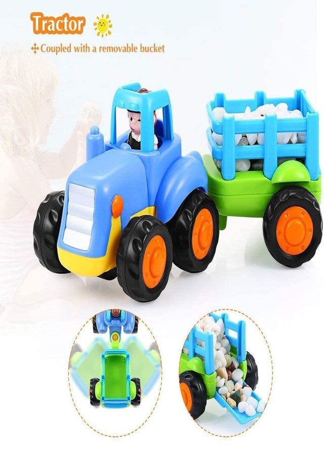 Fezeedi Automobile Unbreakable Friction Cars Construction Tractor, Bulldozer, Cement Mixer Truck, Dumper for 1, 2, 3, Year Old Boy Girl Toddler Baby Kid Gift (Pack of 4; Multicolor) - Image 3